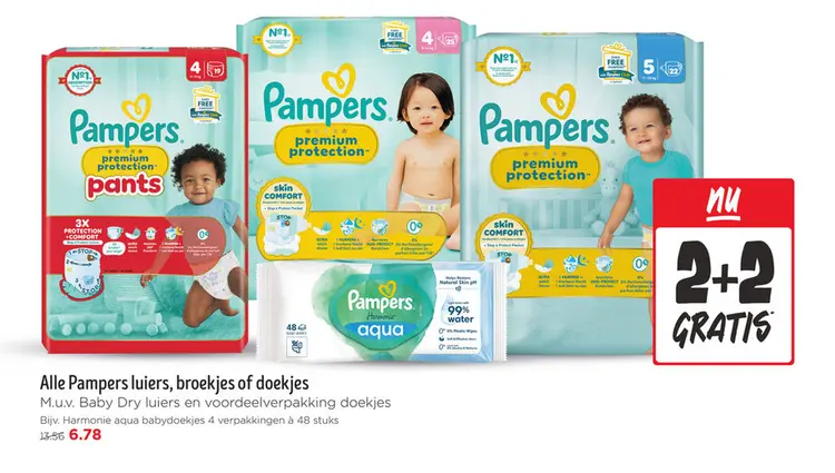 Aanbieding: Pampers luiers, broekjes of doekjes