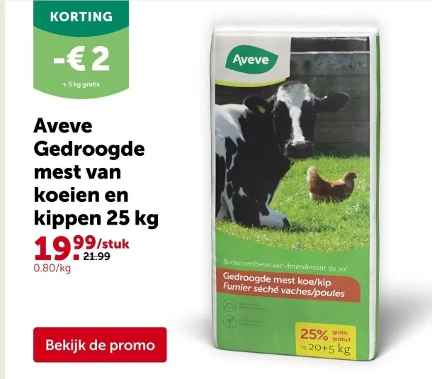 Promotie: Gedroogde mest van koeien en kippen