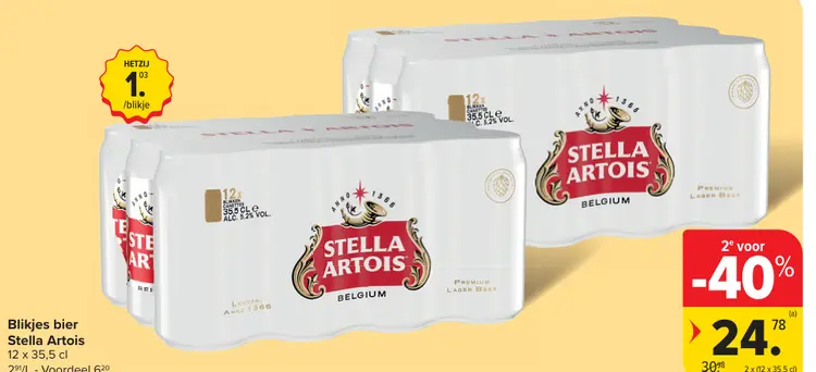 Promotie: Blikjes bier Stella Artois