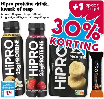 Aanbieding: Hipro proteïne drink, kwark of reep