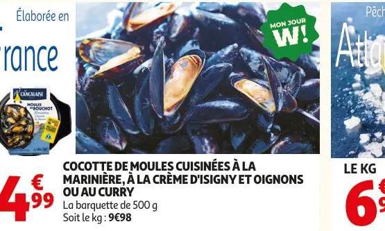 Promotie: Cocotte de moules cuisinées à la marinière, à