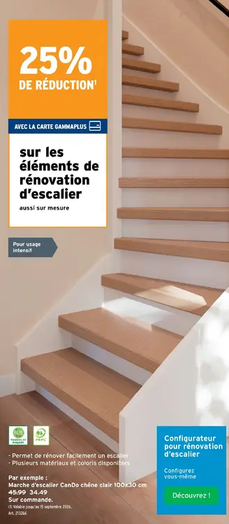 Offre: Marche d'escalier CanDo chêne clair