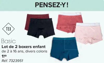 Offre: Lot de 2 boxers enfant