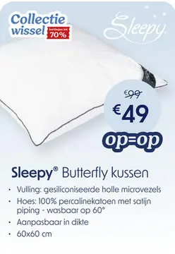 Aanbieding: Hotelkussen Sleepy Butterfly