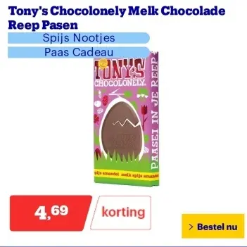 Aanbieding: Tony's Chocolonely Melk Chocolade Reep Pasen