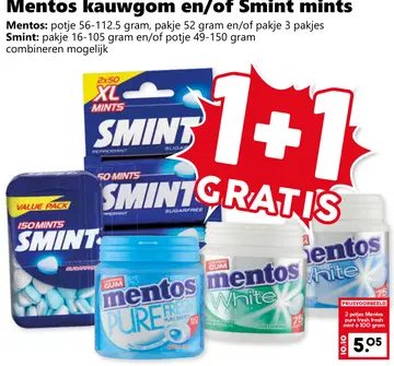 Aanbieding: Mentos kauwgom en/of Smint mints