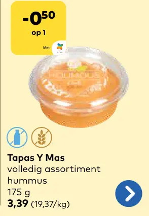 Promotie: Tapas Y Mas volledig assortiment hummus