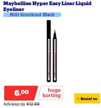 Aanbieding: Maybelline Hyper Easy Liner Liquid Eyeliner - 800 Knockout Black
