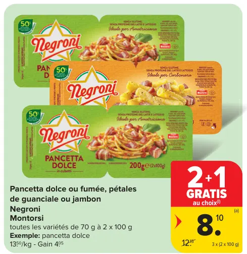 Offre: Pancetta dolce ou fumée, pétales de guanciale ou jambon