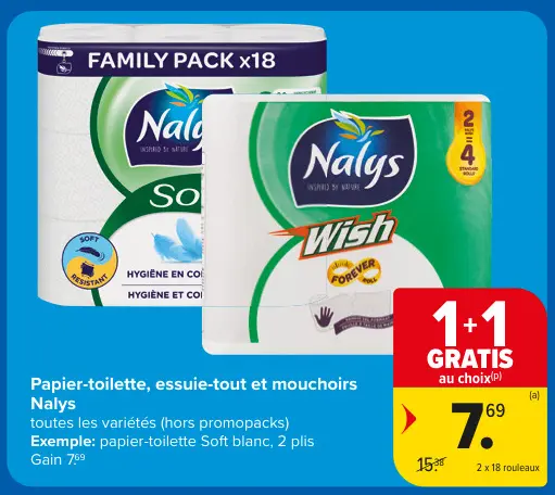 Offre: Papier-toilette, essuie-tout et mouchoirs