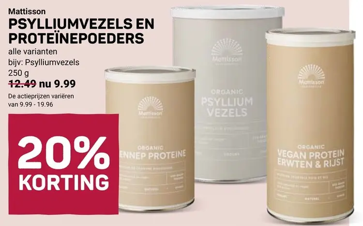 Aanbieding: Psylliumvezels en proteïnepoeders