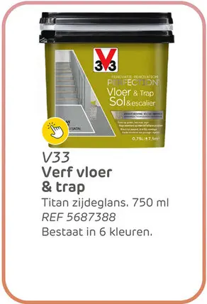 Aanbieding: V33 verf vloer en trap renovation perfection titaan zijdeglans 750ml