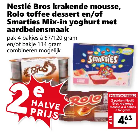 Aanbieding: Nestlé Bros krakende mousse, Rolo toffee dess