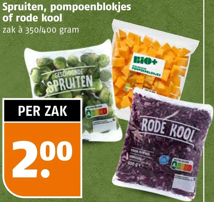 Aanbieding: Spruiten, pompoenblokjes of rode kool