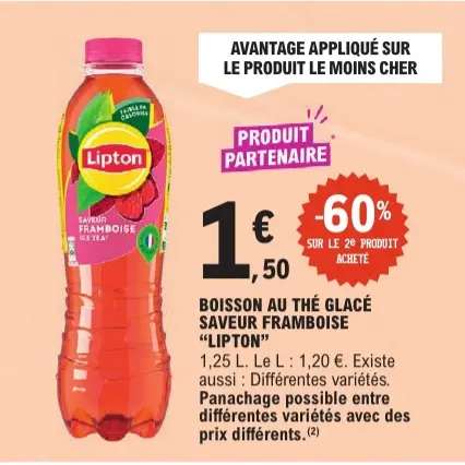 Offre: Boisson au thé glacé saveur framboise