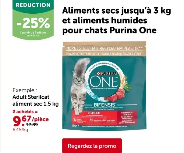 Offre: Aliments secs jusqu'à 3 kg et aliments humides
