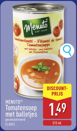 Promotie: Tomatensoep met balletjes