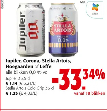 Aanbieding: Jupiler, Corona, Stella Artois, Hoegaarden of Leffe