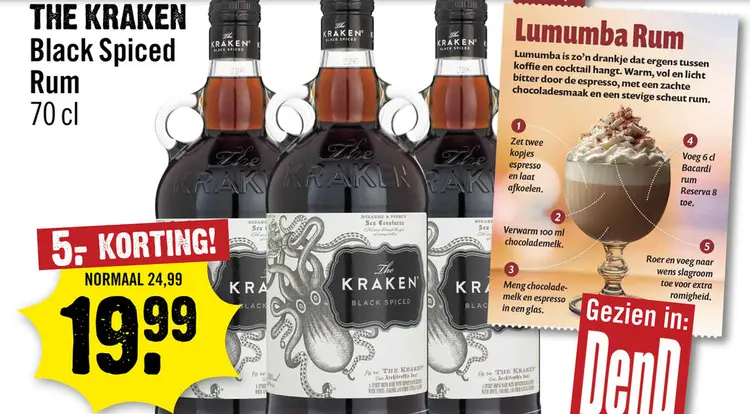 Aanbieding: The Kraken Black Spiced Rum 70 cl