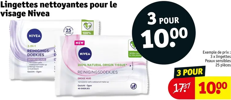 Offre: Lingettes nettoyantes pour le visage
