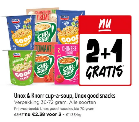 Promotie: Unox & Knorr cup-a-soup, Unox good snacks