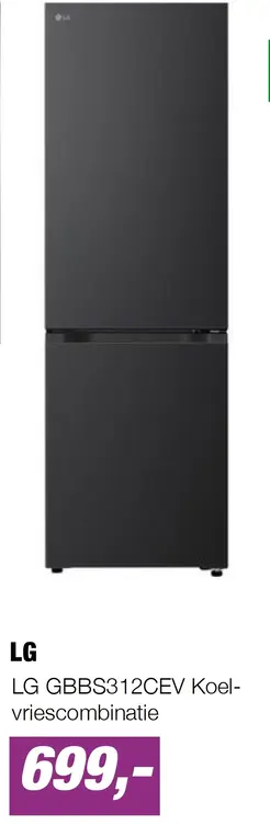 Aanbieding: LG GBBS312CEV Koel-vriescombinatie