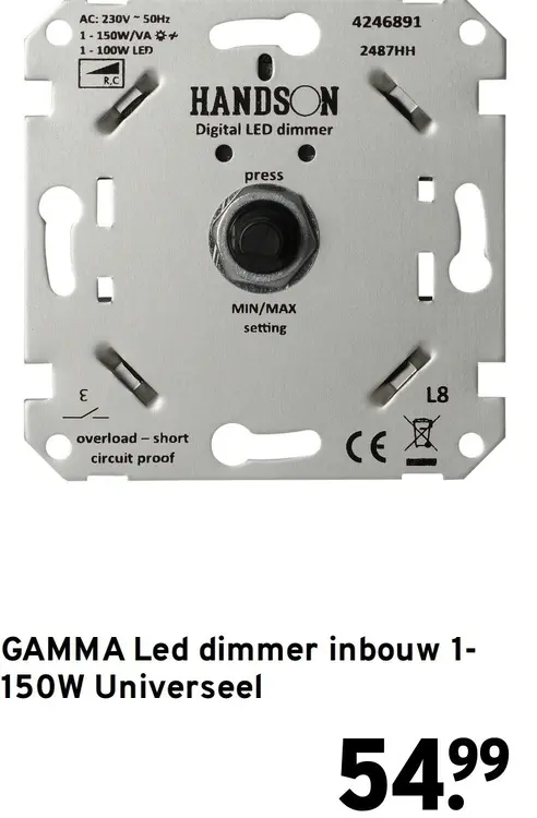Aanbieding: Led dimmer inbouw 1-150W Universeel