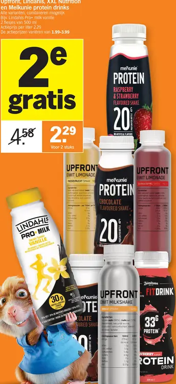 Aanbieding: Upfront, Lindahls, XXL Nutrition en Melkunie 