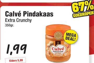 Aanbieding: Calvé Pindakaas Extra Crunchy