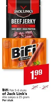 Aanbieding: Bifi Pak 5-6 stuks of Jack Link's