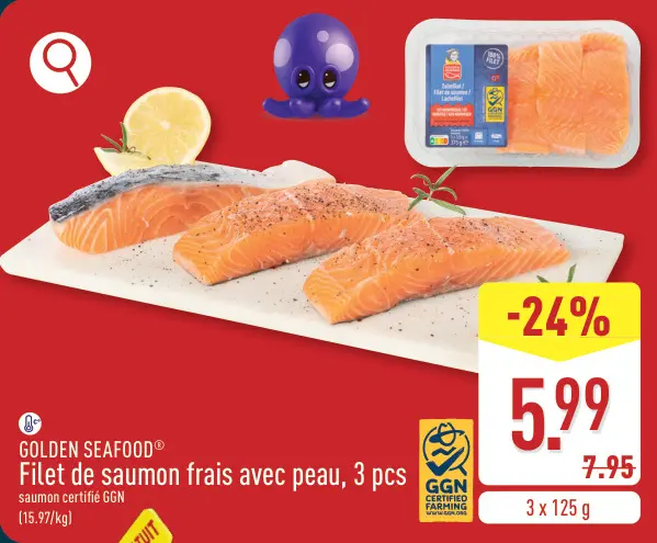 Offre: Filet de saumon frais avec peau