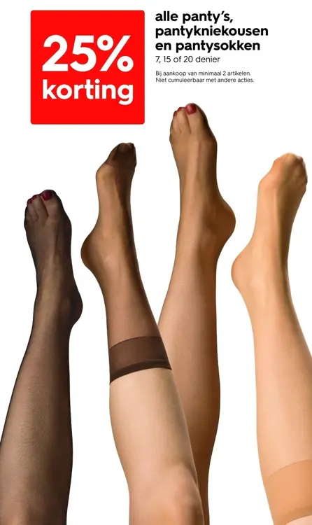 Promotie: alle panty's, pantykniekousen en pantysokken