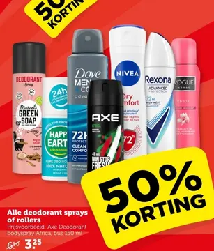 Aanbieding: Alle deodorant sprays of rollers