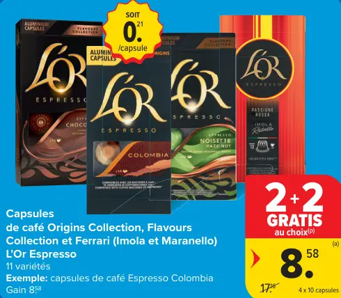 Offre: Capsules de café Origins Collection, Flavours Collection et Ferrari