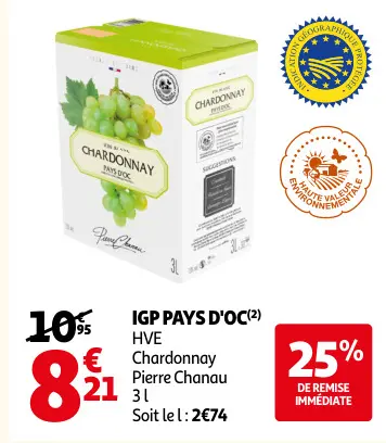 Promotie: IGP PAYS D'OC HVE Chardonnay