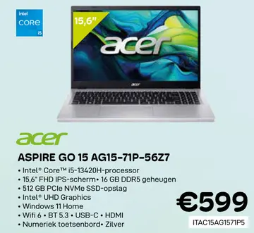 Aanbieding: Aspire go 15 ag15-71p-56z7