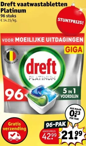 Promotie: Dreft vaatwastabletten Platinum