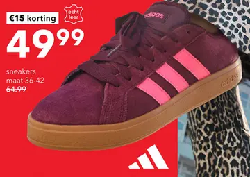 Aanbieding: Adidas Grand Court Base 00s dames sneakers bordeauxrood