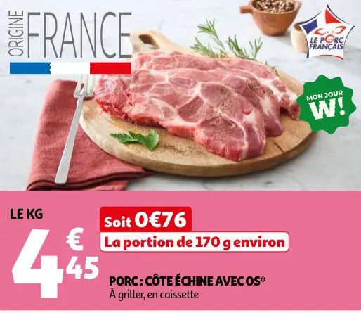 Offre: Côte échine avec os