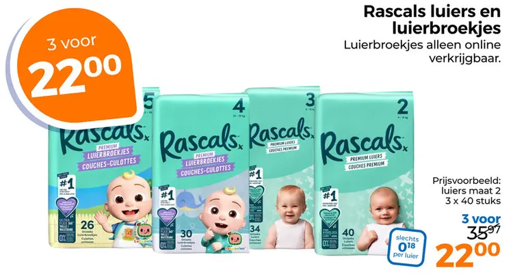 Aanbieding: Rascals luiers en luierbroekjes