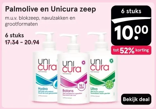 Aanbieding: Palmolive en Unicura zeep