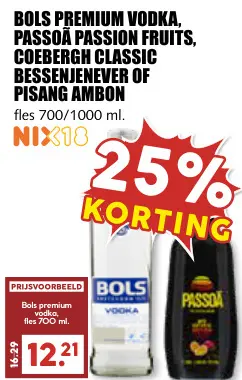 Aanbieding: Bols premium vodka, Passoã passion fruits, Coebergh classic bessenjenever of Pisang Ambon