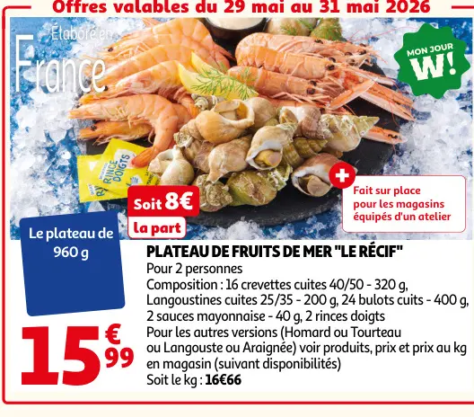 Promotie: Plateau de fruits de mer "le récif"