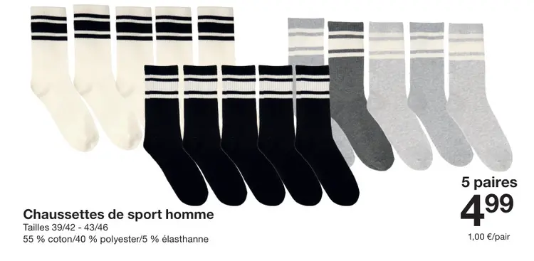 Offre: Chaussettes de sport homme