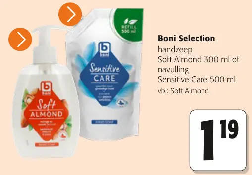 Promotie: Handzeep Soft Almond of navulling Sensitive Care