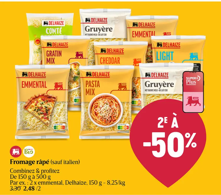 Offre: Fromage râpé (sauf italien)