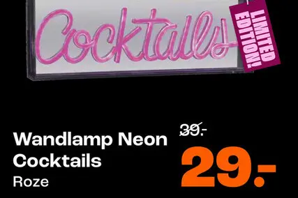 Aanbieding: Wandlamp Neon Cocktails