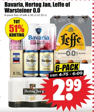 Aanbieding: Bavaria, Hertog Jan, Leffe of Warsteiner