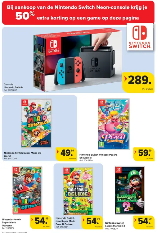 Promotie: Nintendo Switch Neon-console + 50% Korting op game naar keuze