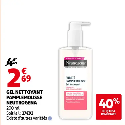 Offre: Gel nettoyant pamplemousse